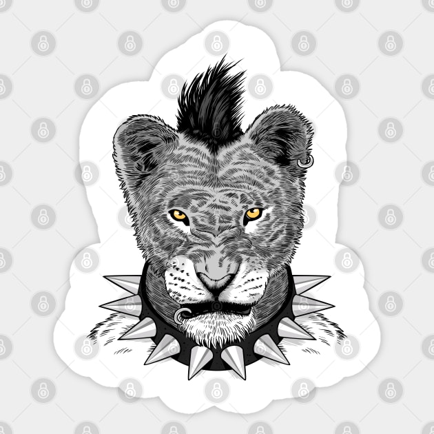 Lion punk crest Sticker by albertocubatas